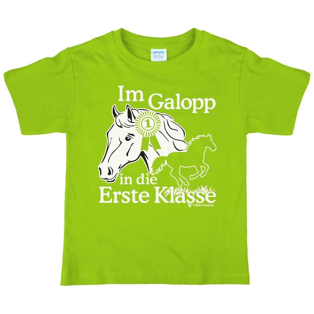 Im Galopp Kinder T-Shirt hellgrün 122 / 128