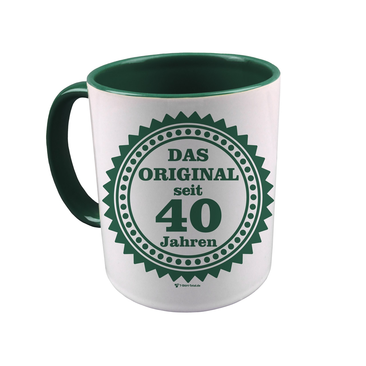 Original seit 40 Tasse dunkelgrün / weiß