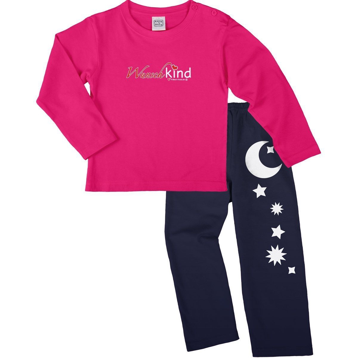 Wunschkind Pyjama Set pink / navy 80 / 86