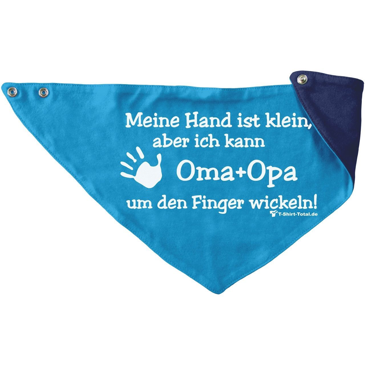 Kleine Hand Oma Opa Kinder Dreieckstuch türkis/navy