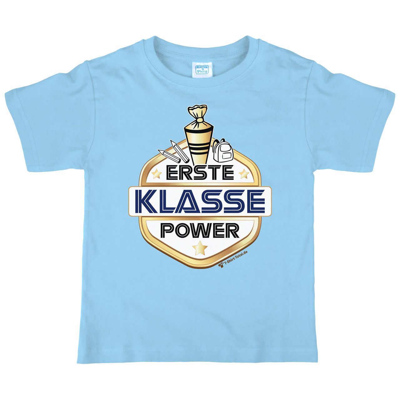 Erste Klasse Power Kinder T-Shirt hellblau 122 / 128