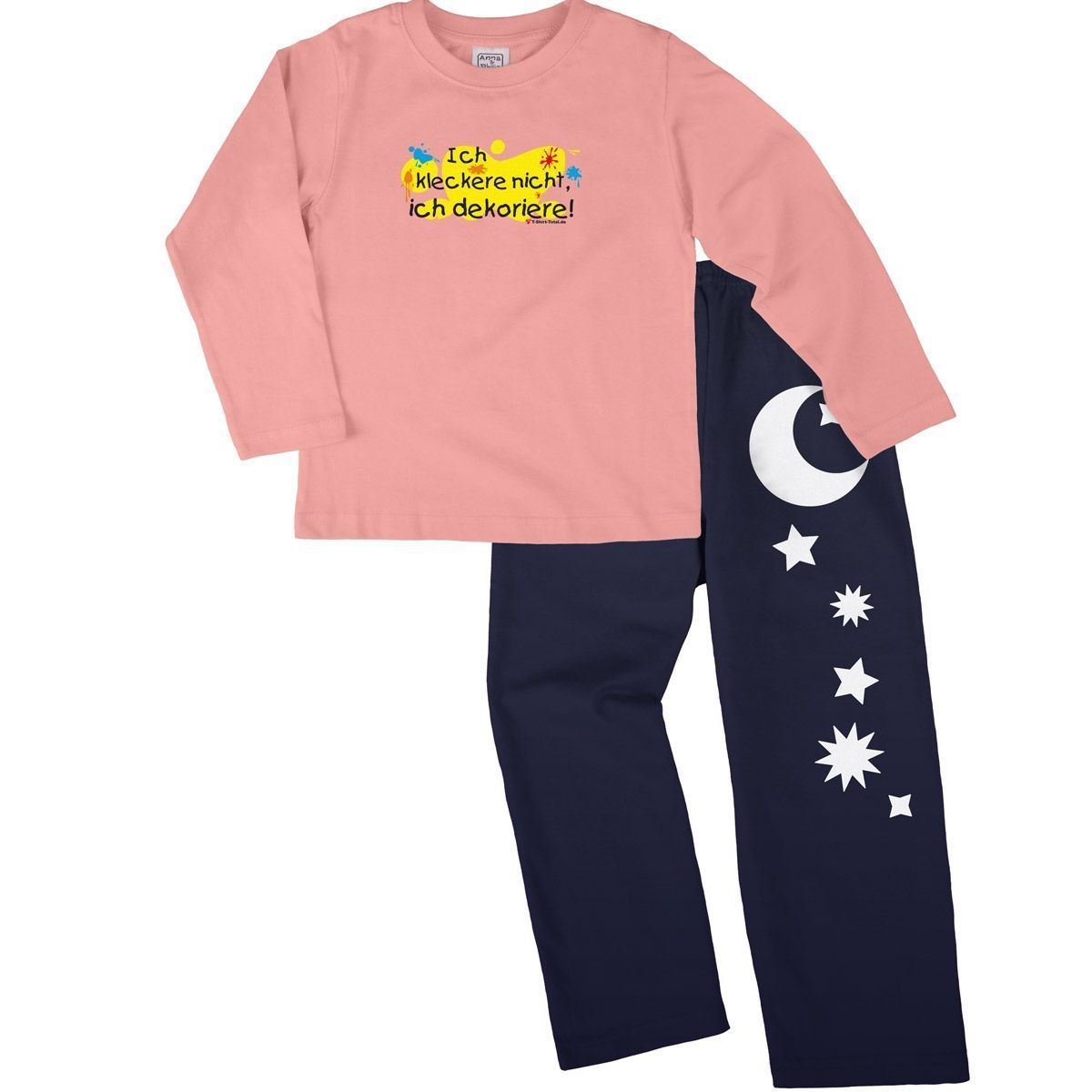 Kleckere nicht Pyjama Set rosa / navy 122 / 128