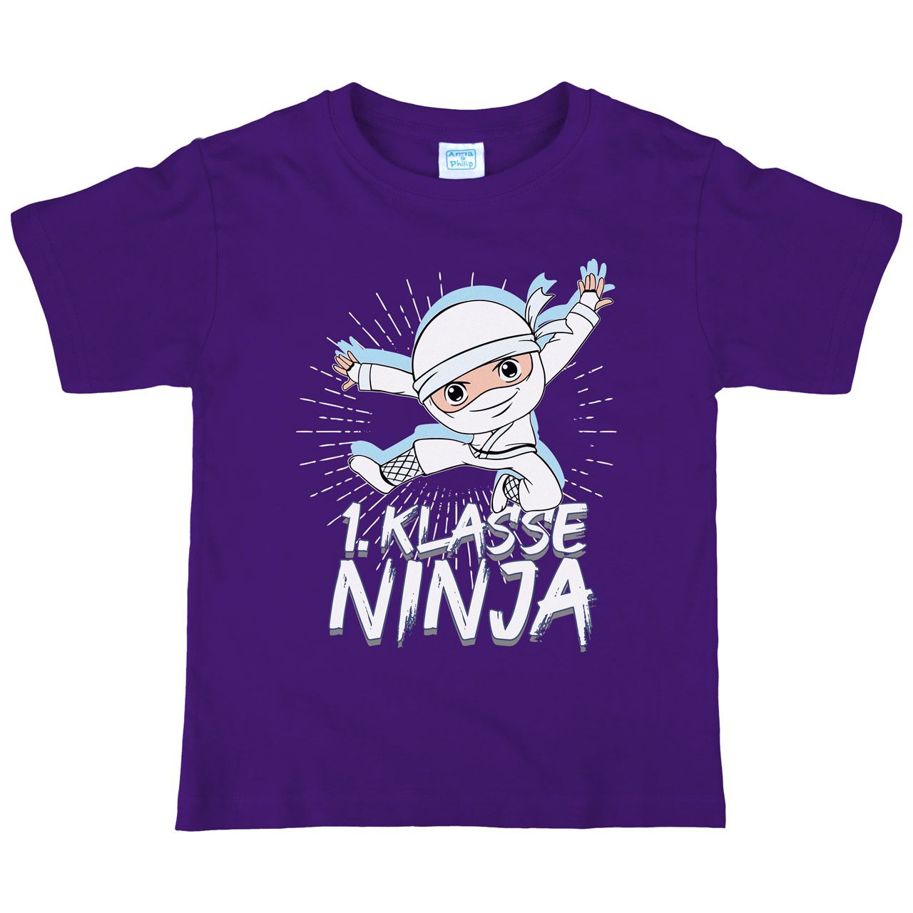 1. Klasse Ninja weiß Kinder T-Shirt lila 134 / 140
