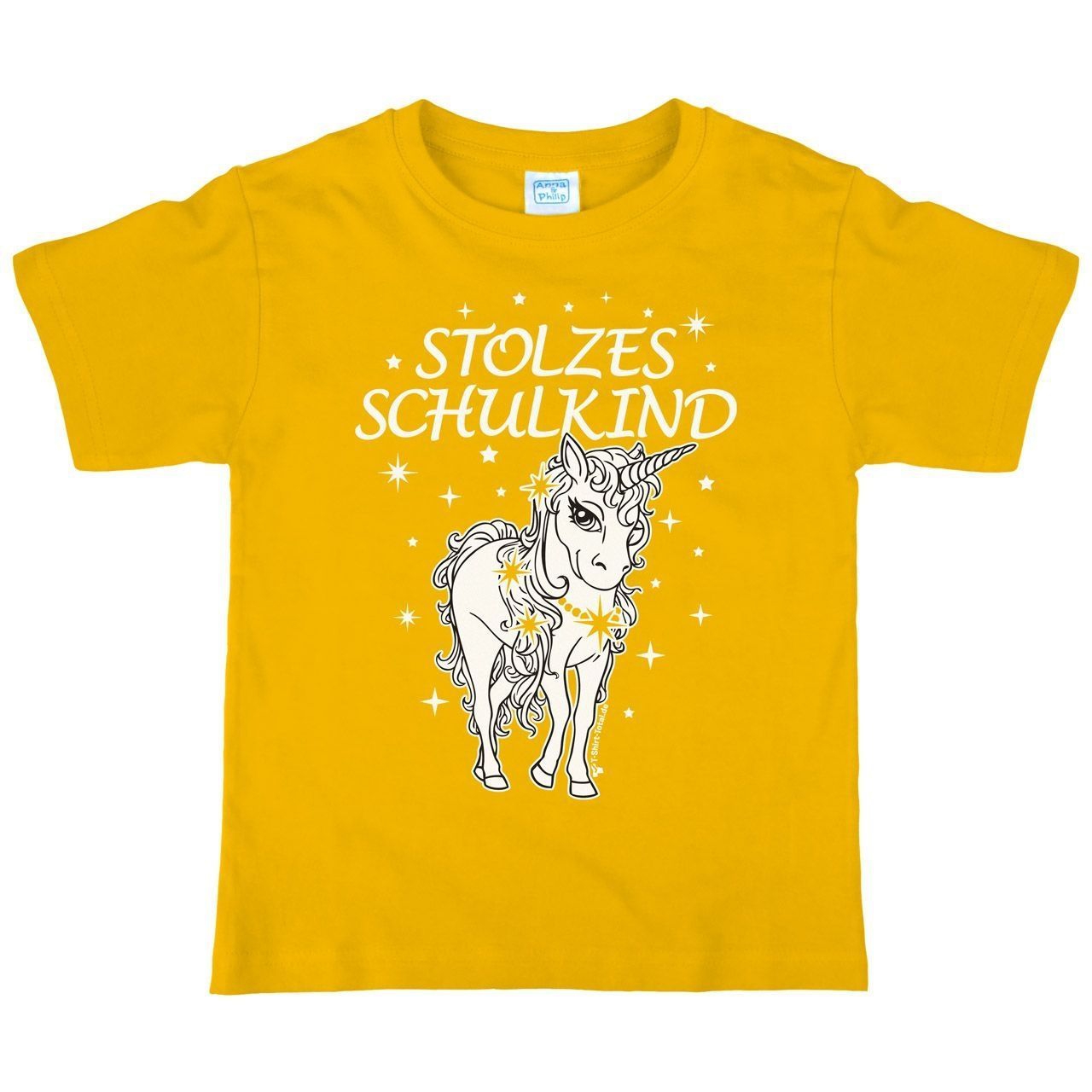 Einhorn stolzes Schulkind Kinder T-Shirt gelb 122 / 128