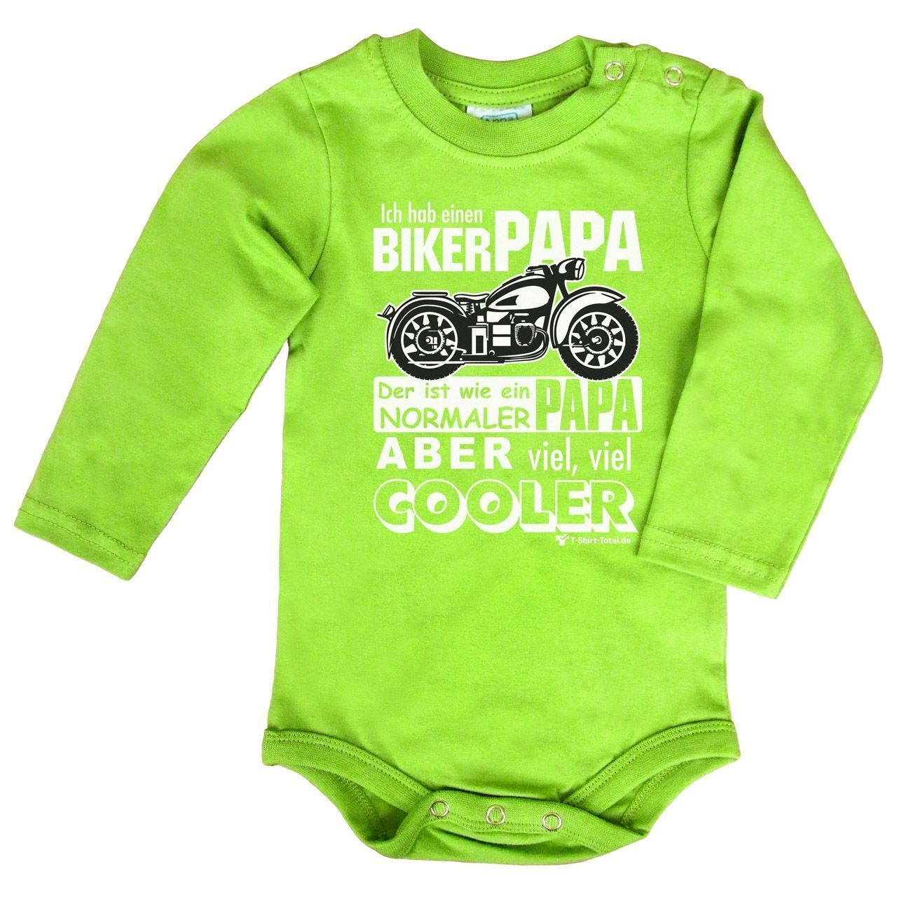 Biker Papa Baby Body Langarm hellgrün 56 / 62