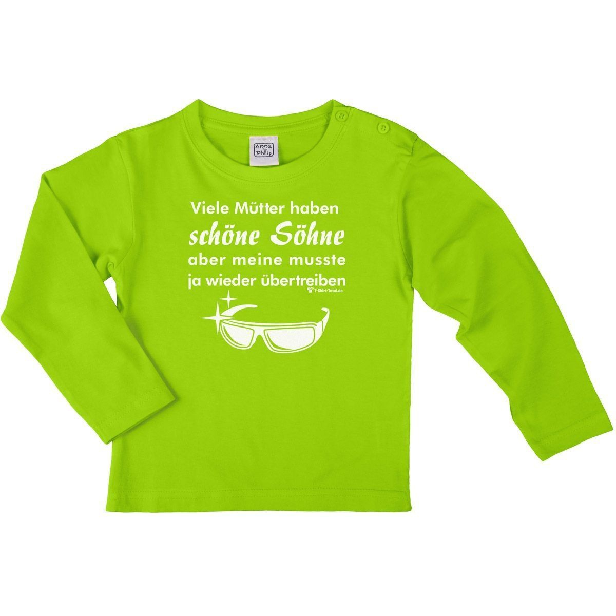 Schöne Söhne Kinder Langarm Shirt hellgrün 110 / 116