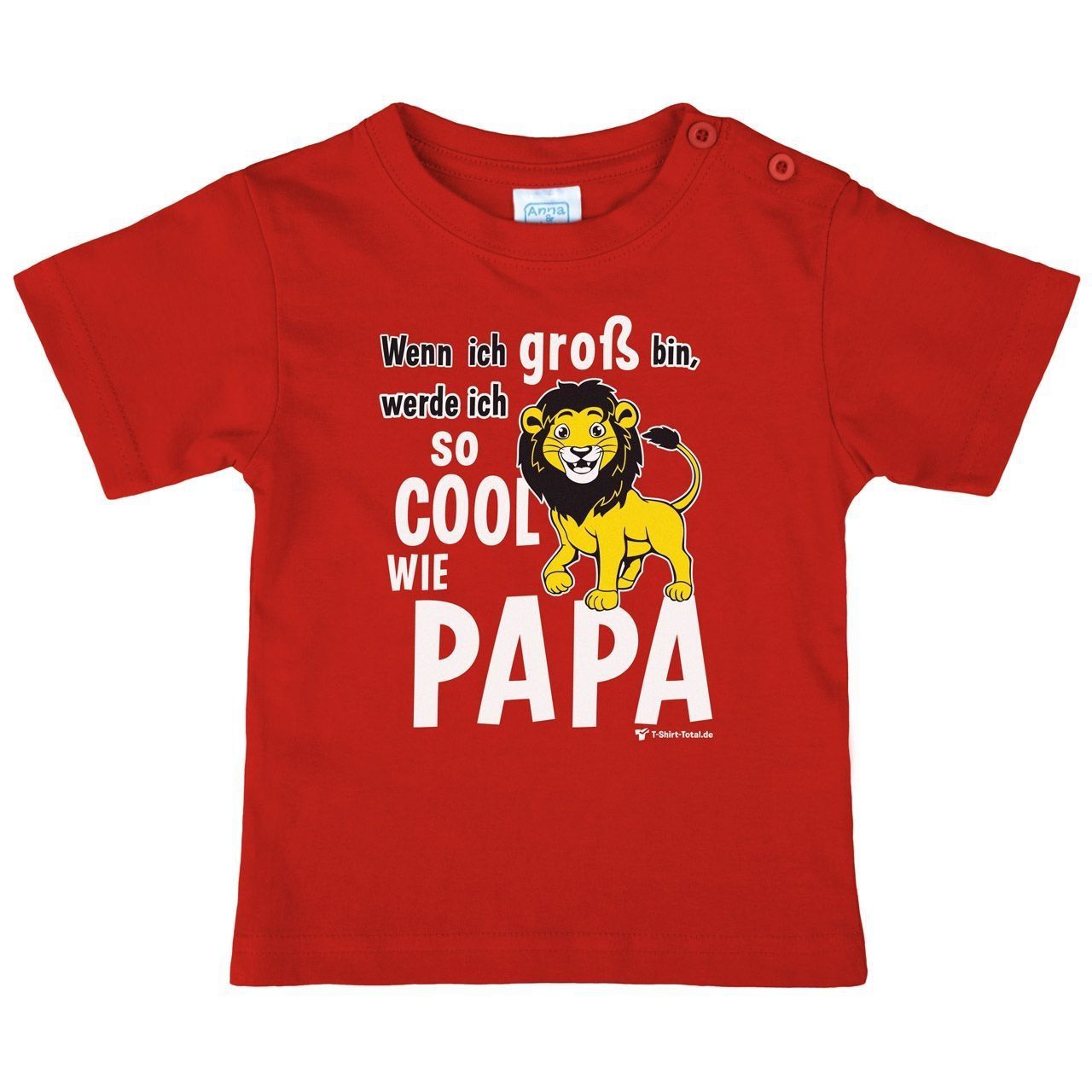 Cool wie Papa Löwe Kinder T-Shirt rot 68 / 74