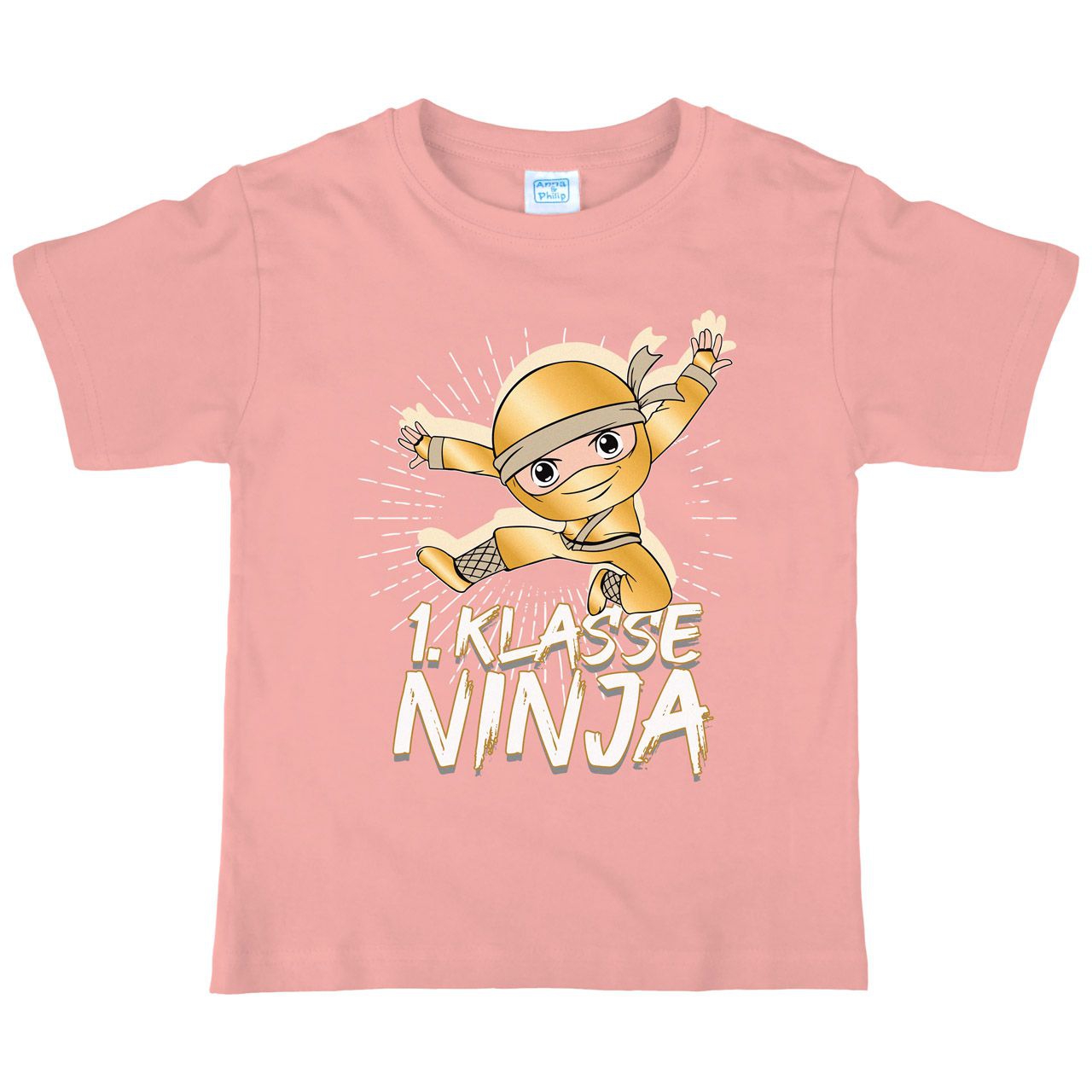 1. Klasse Ninja gold Kinder T-Shirt rosa 122 / 128