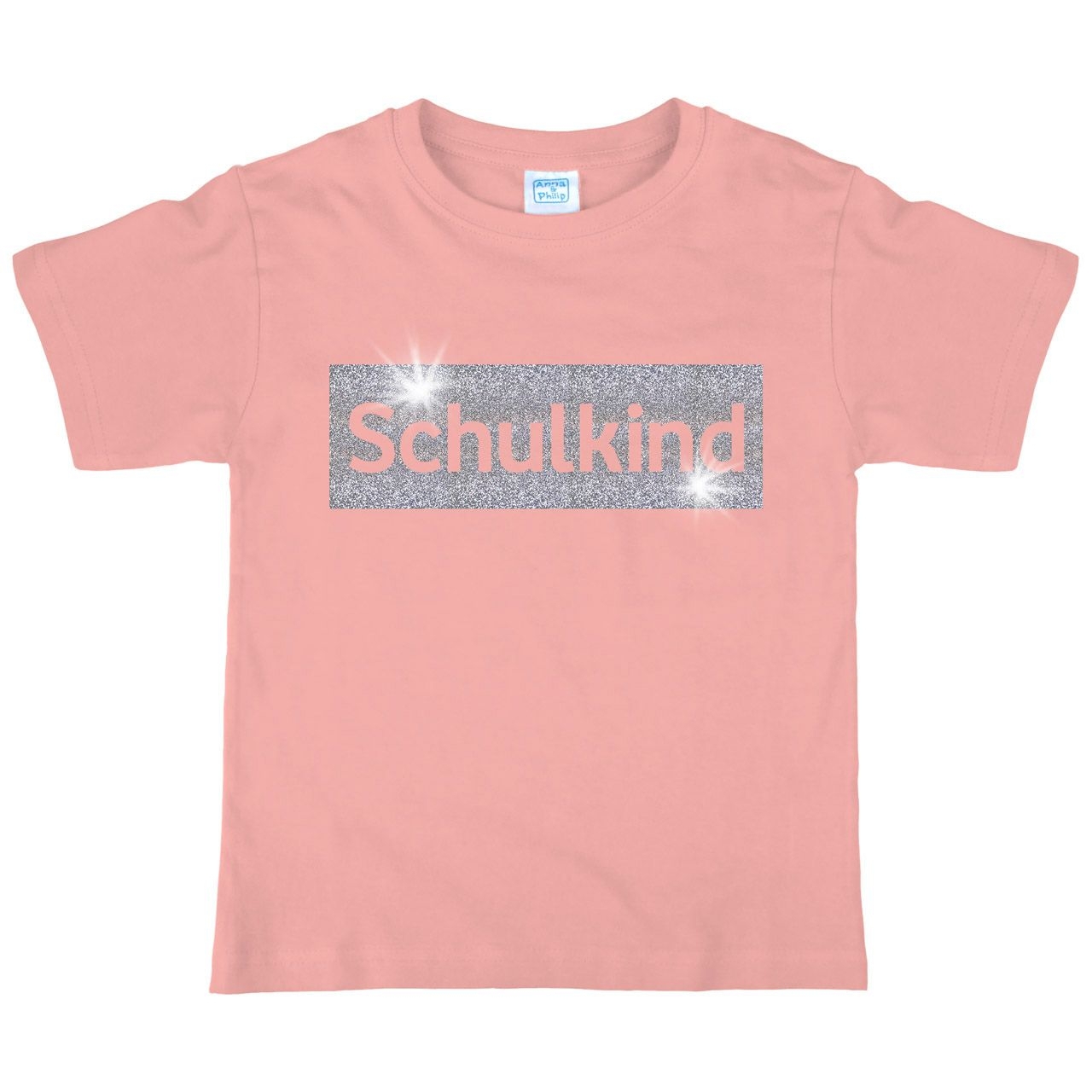 Schulkind Glitzer Kinder T-Shirt mit Namen rosa 122 / 128