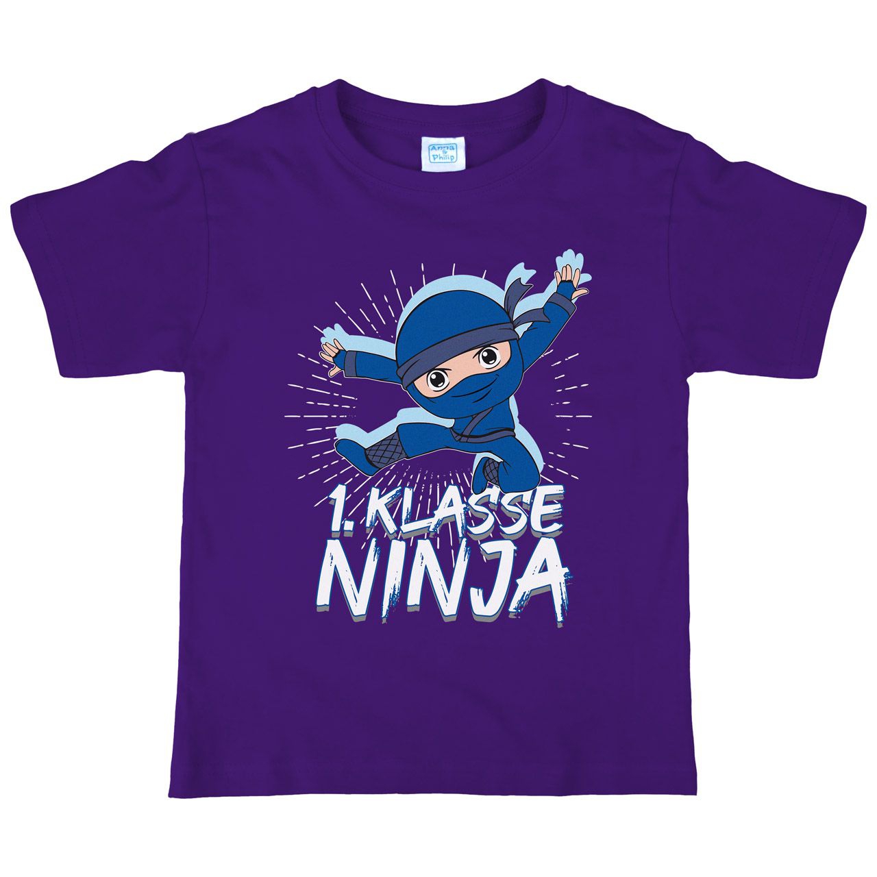1. Klasse Ninja blau Kinder T-Shirt lila 122 / 128