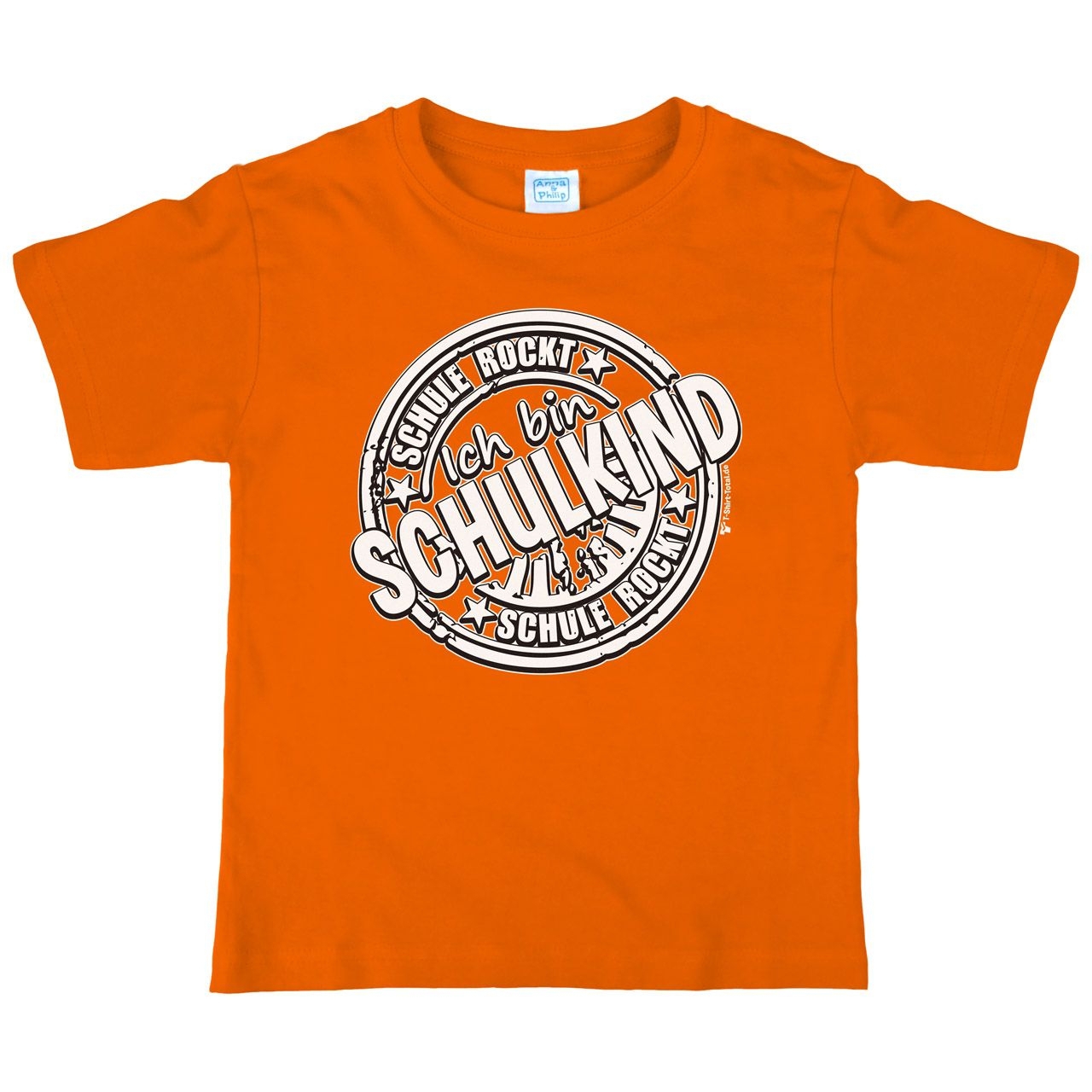 Schule rockt Kinder T-Shirt mit Namen orange 122 / 128