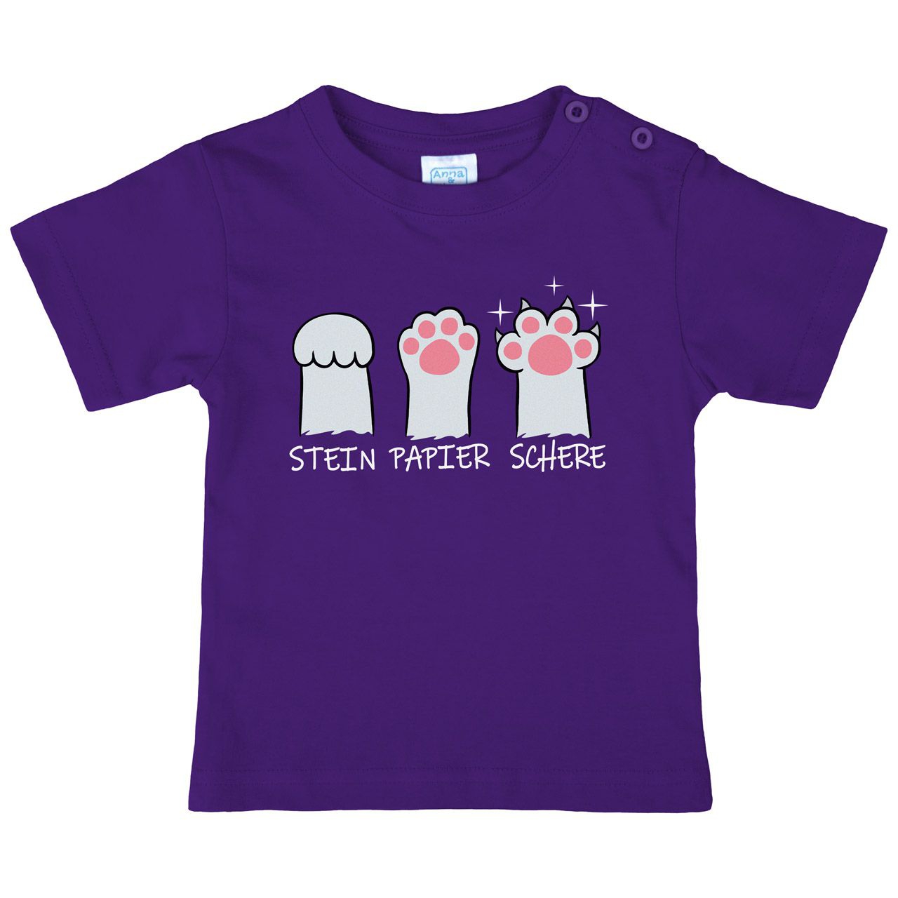 Stein Papier Schere Katzenpfote Kinder T-Shirt lila 122 / 128