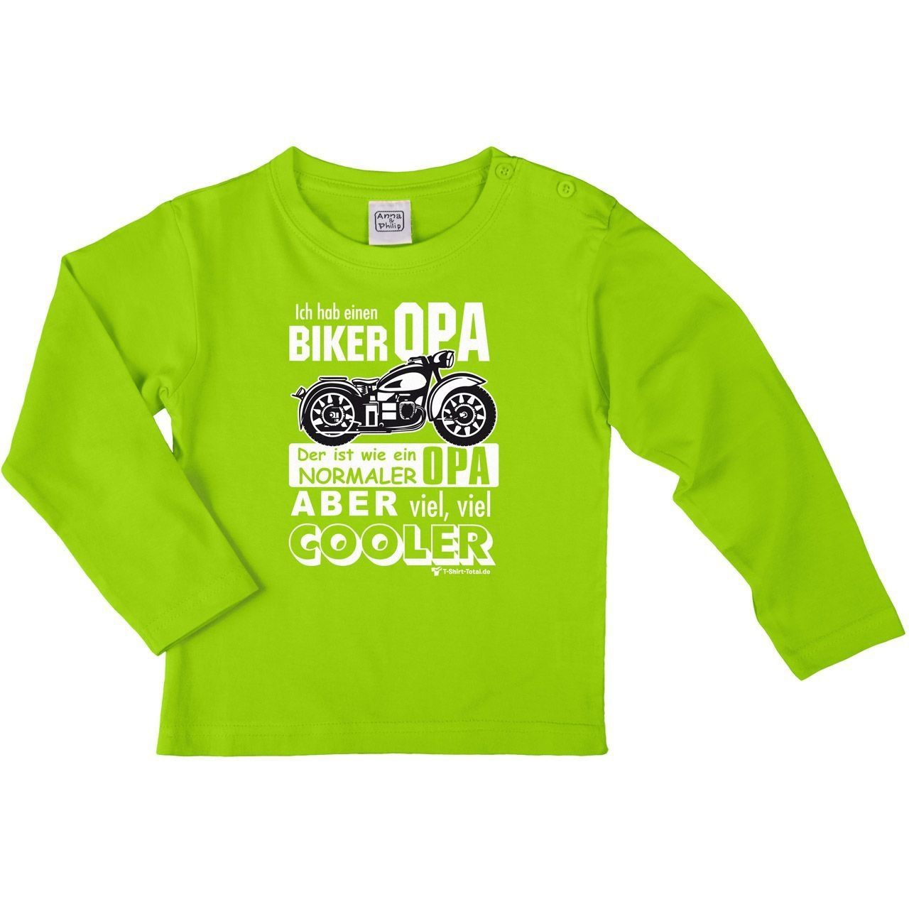 Biker Opa Kinder Langarm Shirt hellgrün 98