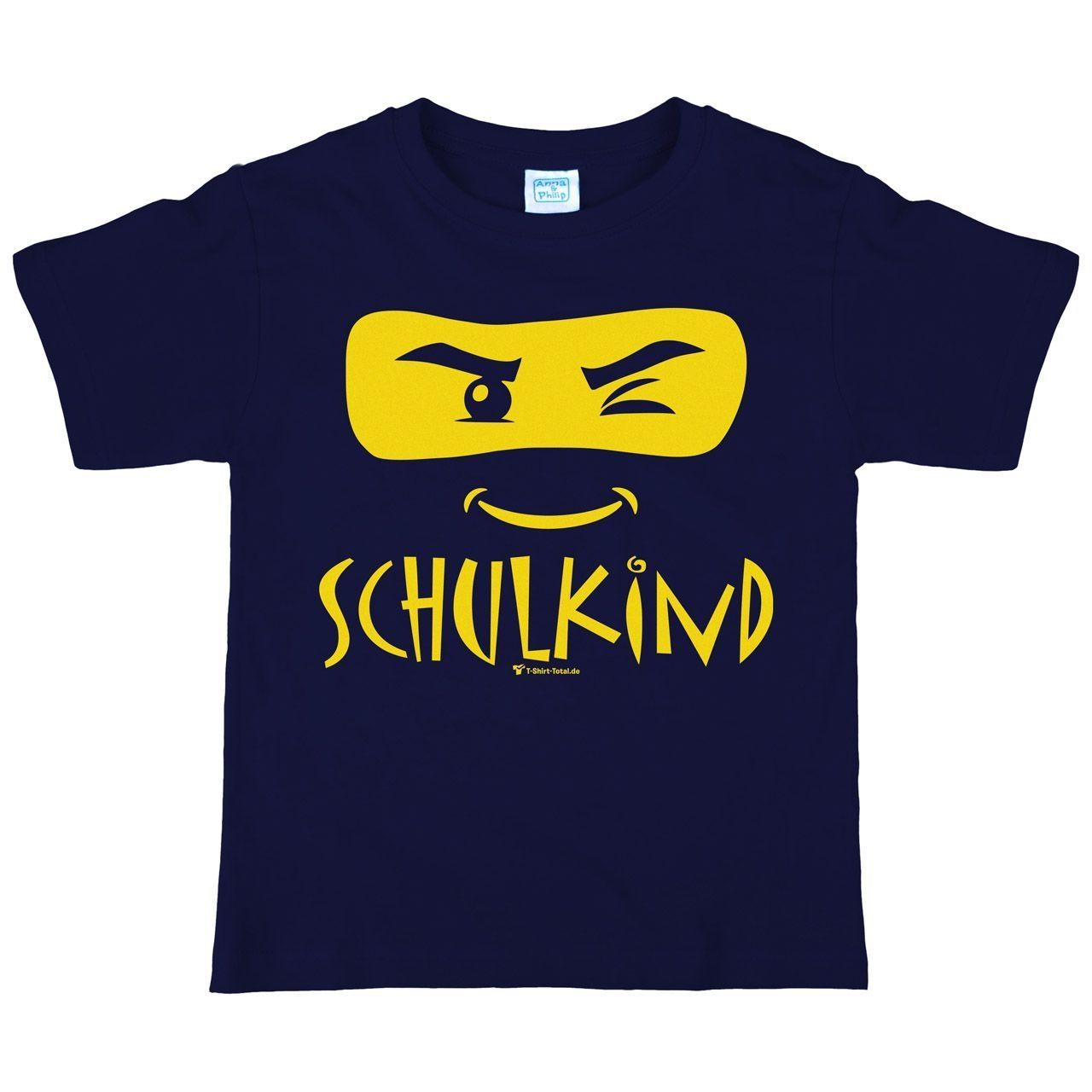 Schulkind Maske Kinder T-Shirt navy 122 / 128