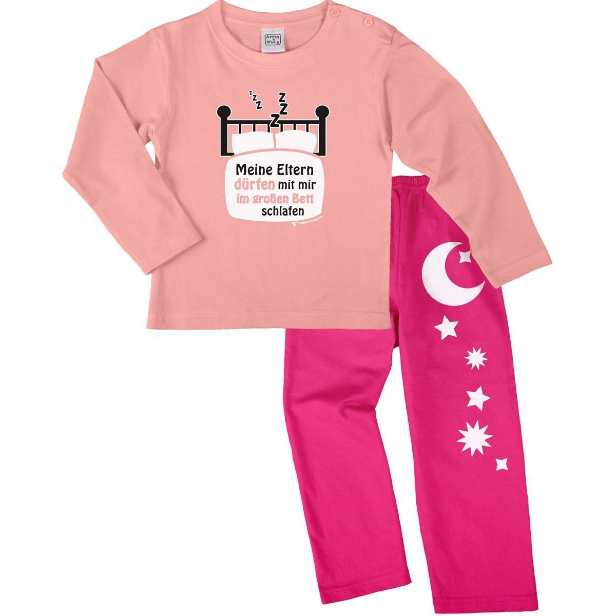 Im großen Bett schlafen Pyjama Set rosa / pink 110 / 116