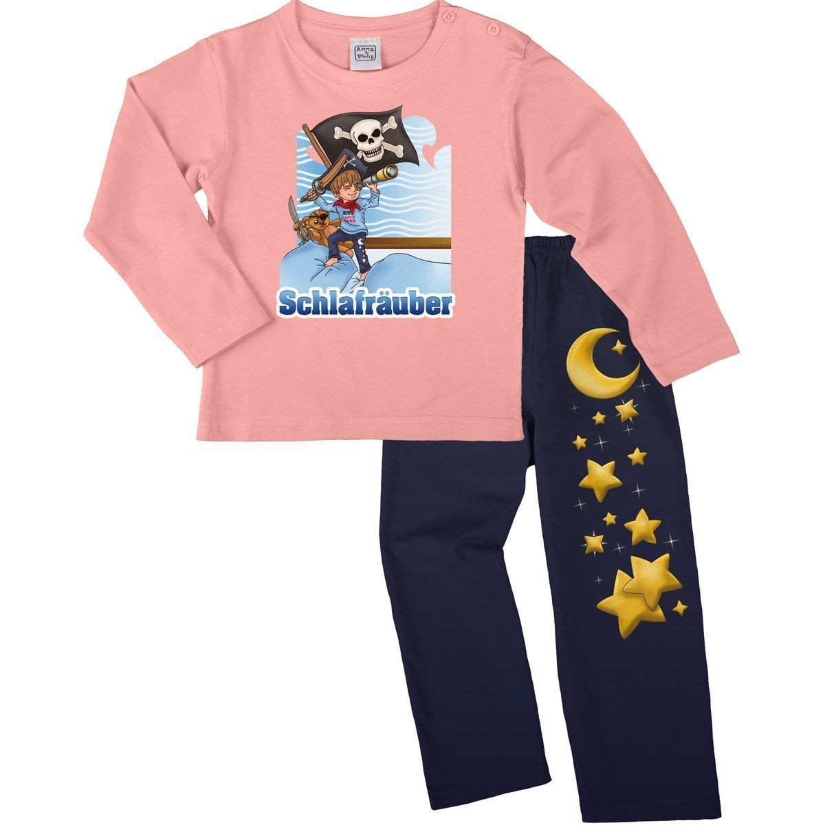 Schlafräuber Pyjama Set rosa / navy 110 / 116
