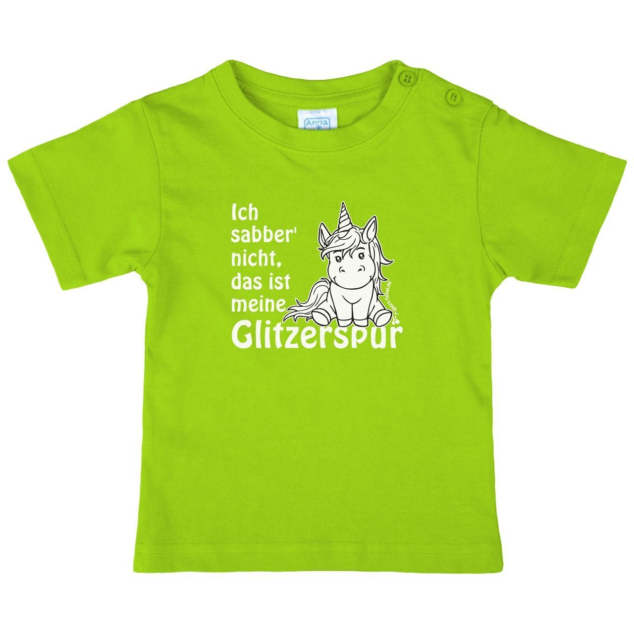 Einhorn Glitzerspur Kinder T-Shirt hellgrün 68 / 74