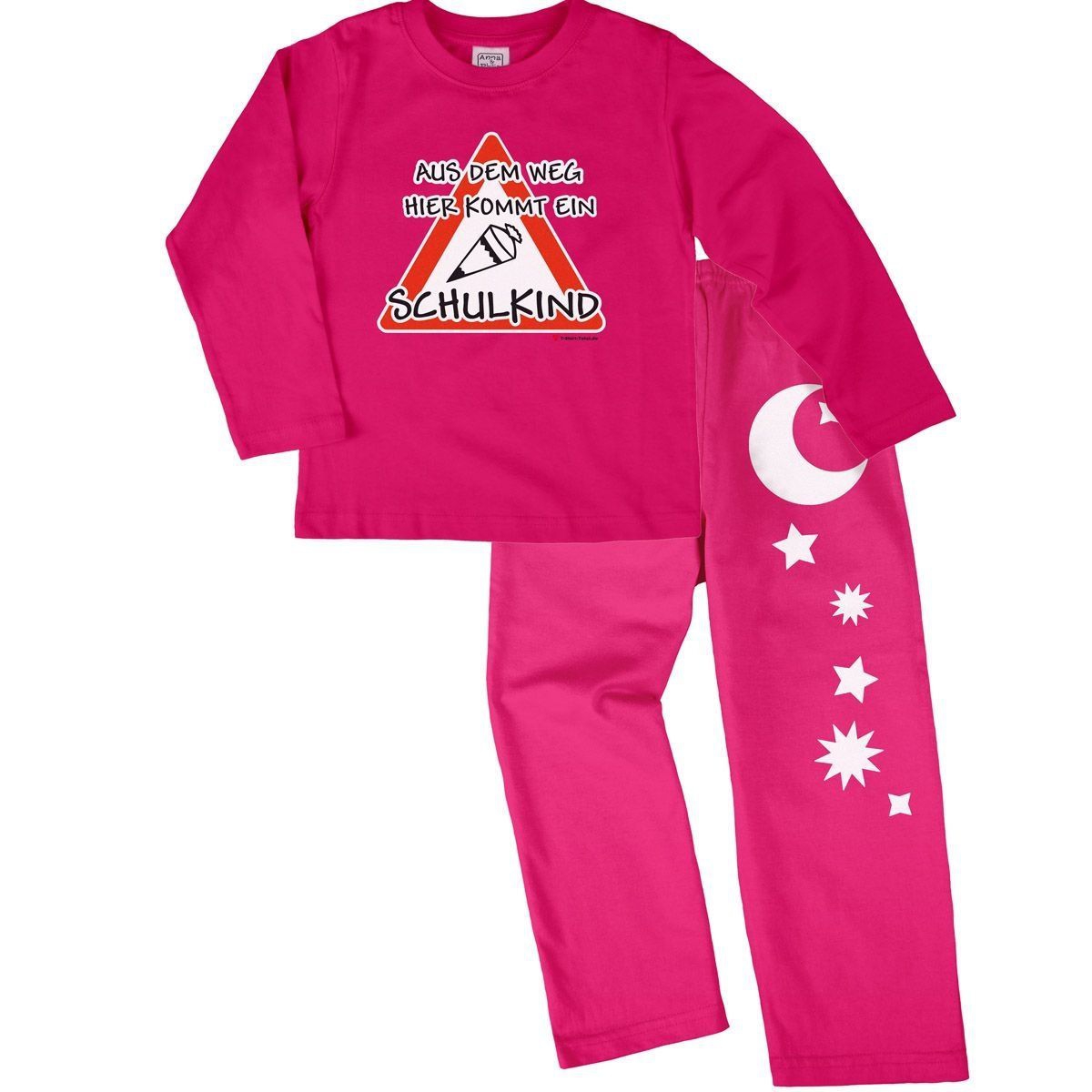 Kommt ein Schulkind Pyjama Set pink / pink 122 / 128