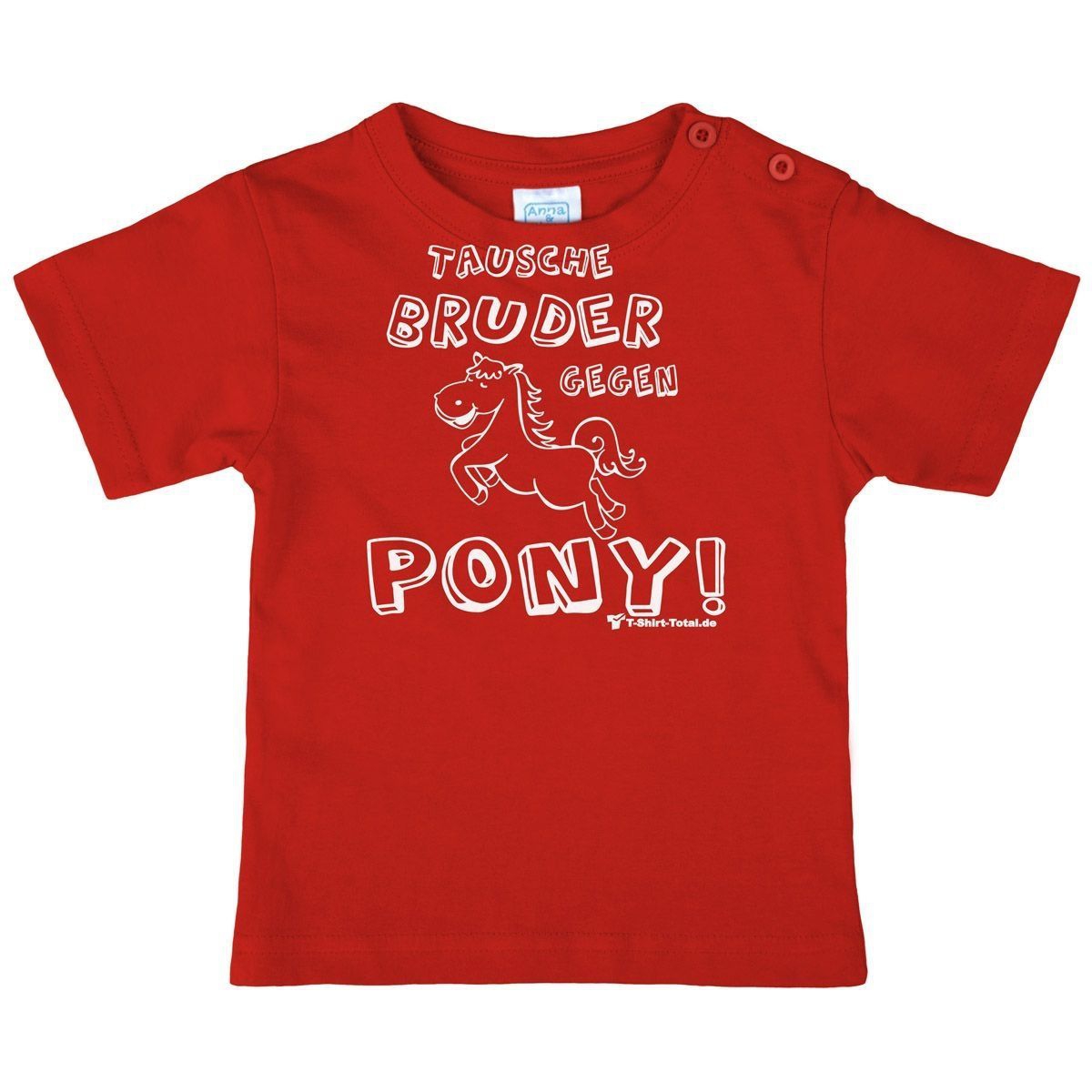 Tausche Bruder gegen Pony Kinder T-Shirt rot 80 / 86