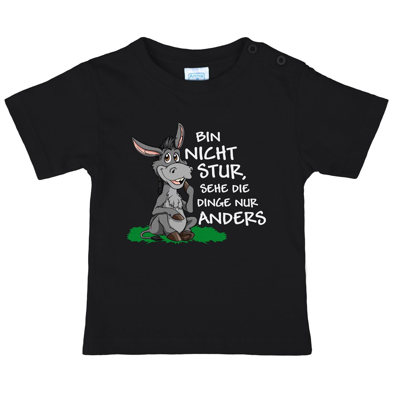 Nicht stur Esel sitzend Kinder T-Shirt schwarz 122 / 128