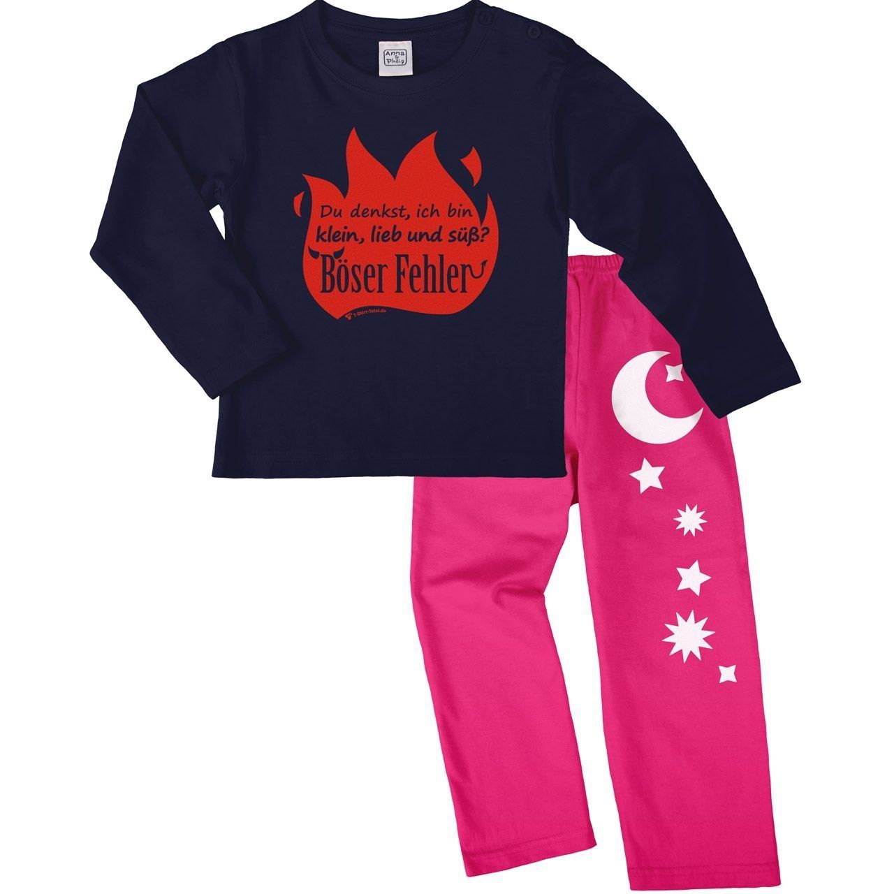 Böser Fehler Pyjama Set navy / pink 92