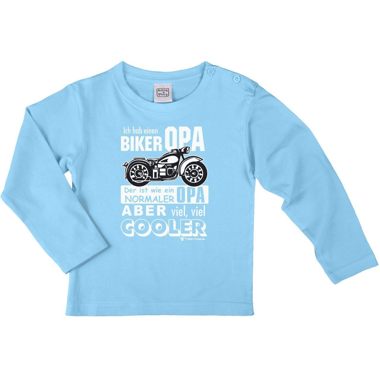 Biker Opa Kinder Langarm Shirt hellblau 104