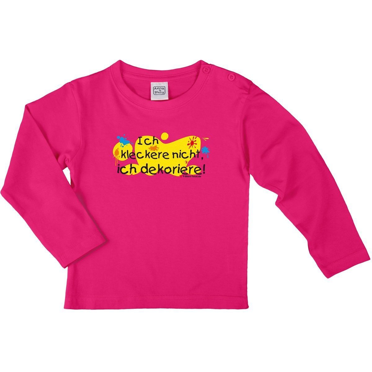 Kleckere nicht Kinder Langarm Shirt pink 56 / 62