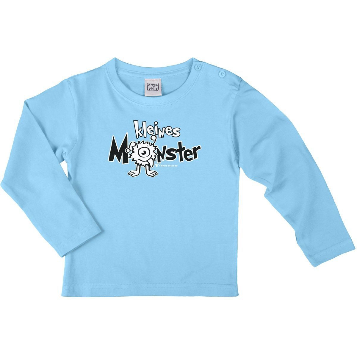 Kleines Monster Kinder Langarm Shirt hellblau 110 / 116