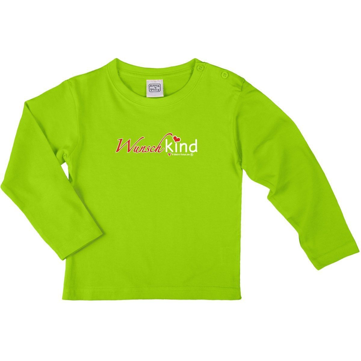 Wunschkind Kinder Langarm Shirt hellgrün 56 / 62