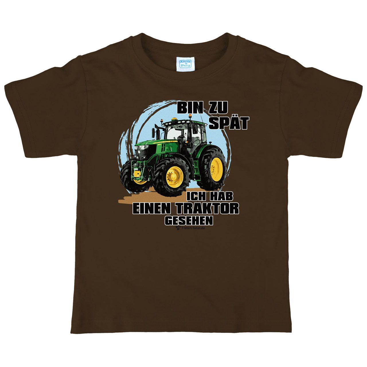 Hab einen Traktor Kinder T-Shirt braun 110 / 116