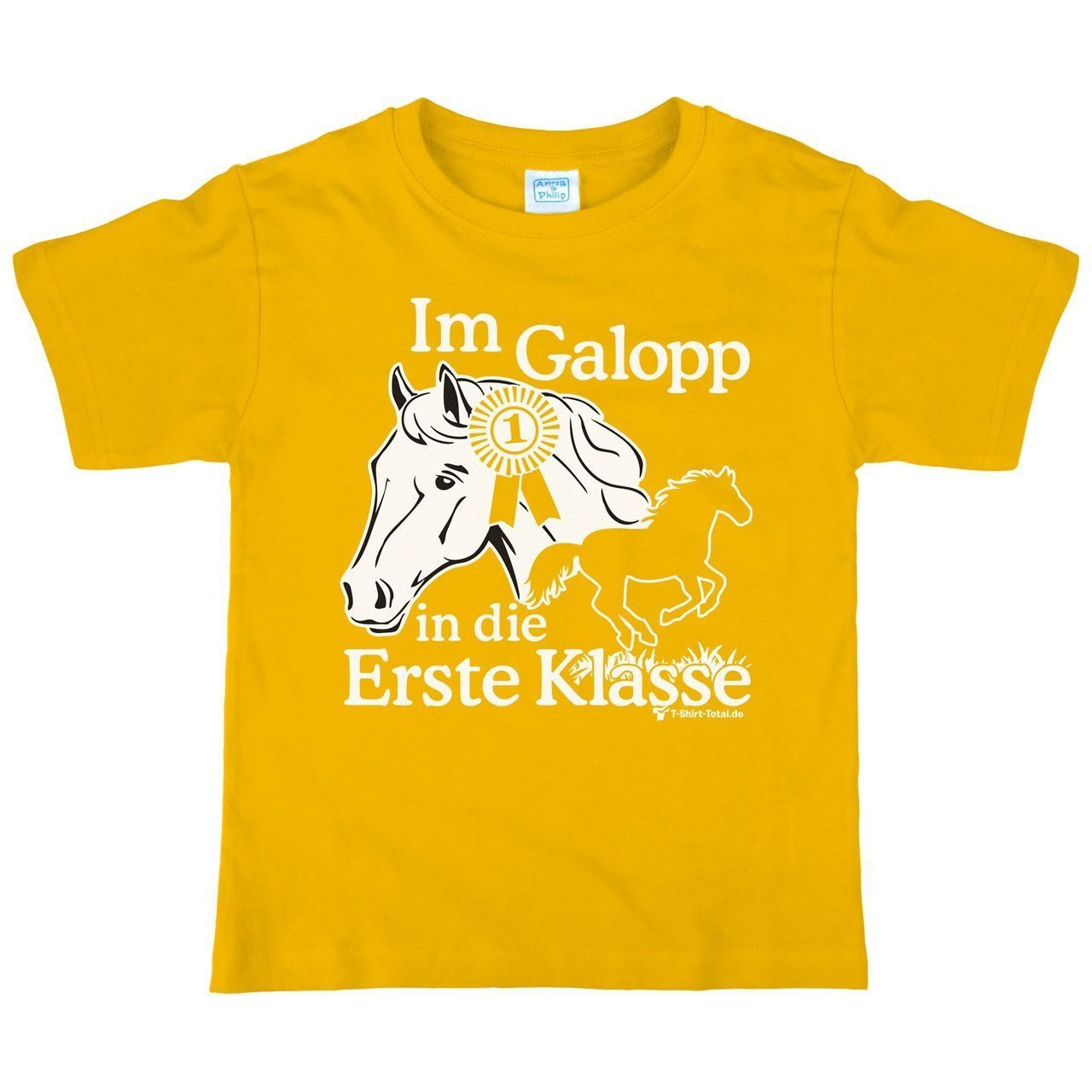 Im Galopp Kinder T-Shirt gelb 122 / 128