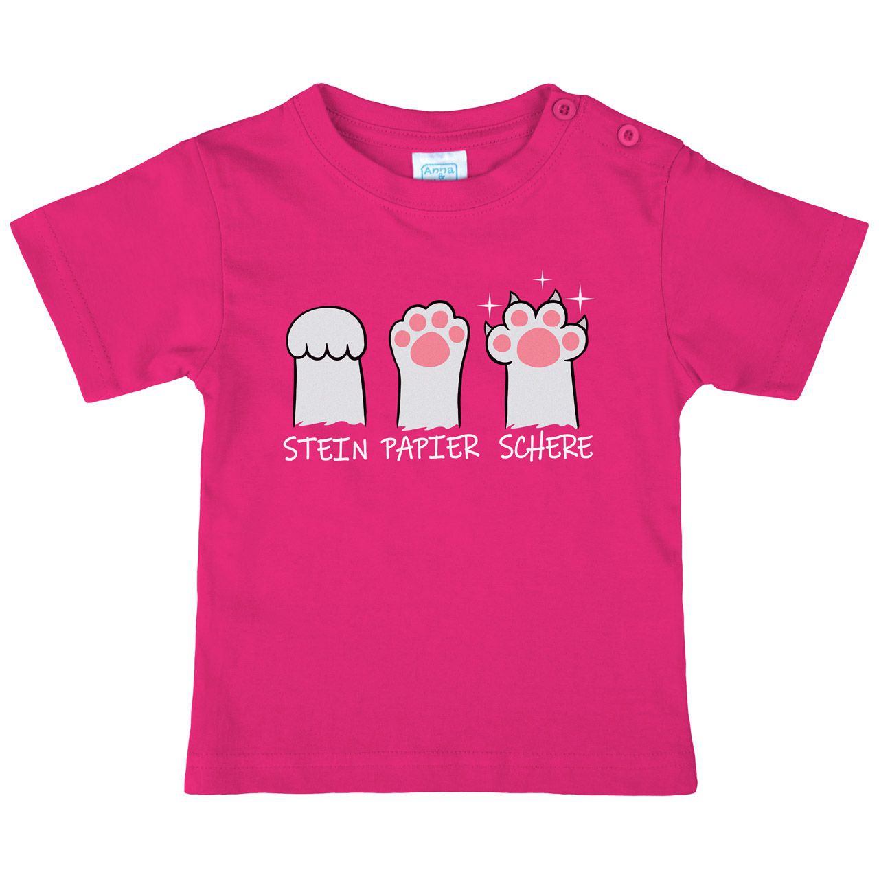 Stein Papier Schere Katzenpfote Kinder T-Shirt pink 122 / 128