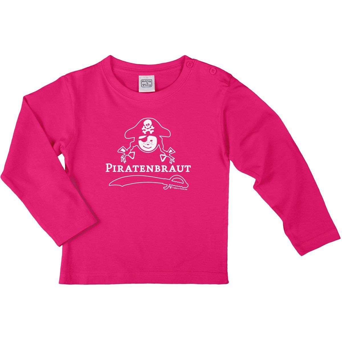 Piratenbraut Kinder Langarm Shirt pink 110 / 116