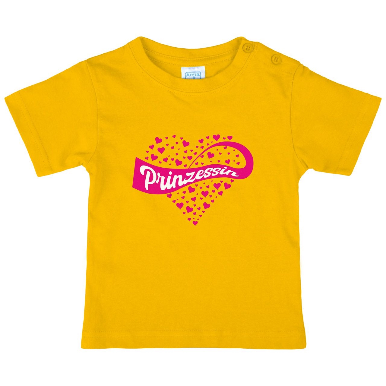Prinzessin Herzen Kinder T-Shirt gelb 68 / 74