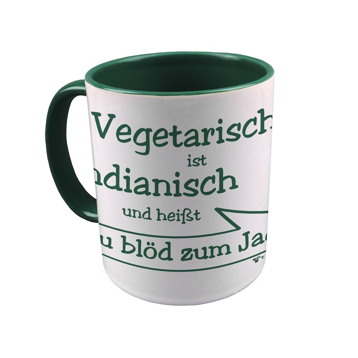 Vegetarisch Tasse dunkelgrün / weiß