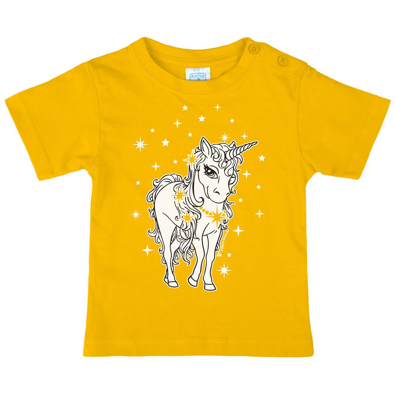 Einhorn Sterne Kinder T-Shirt gelb 92