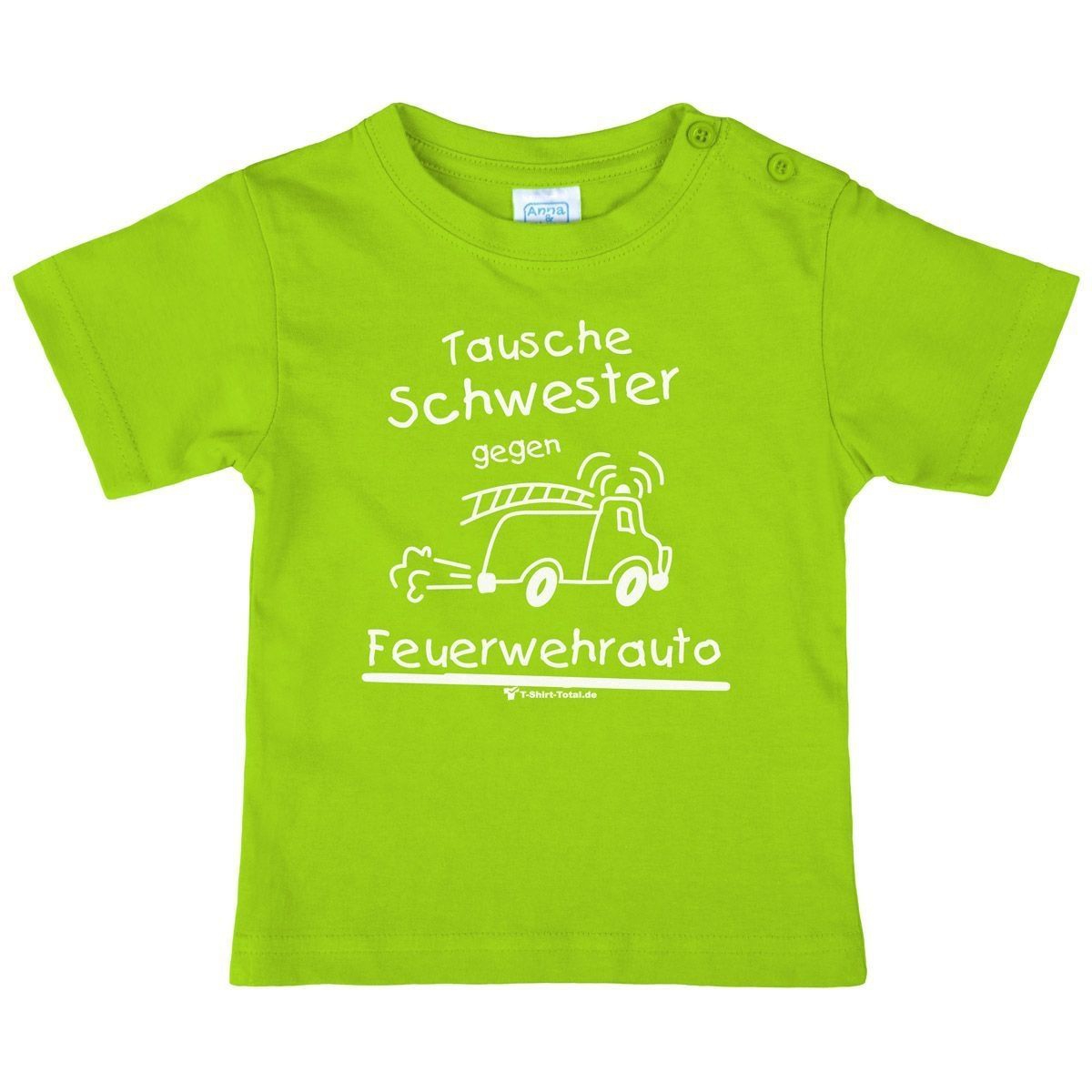 Tausche Schwester gegen Feuerwehr Kinder T-Shirt hellgrün 122 / 128