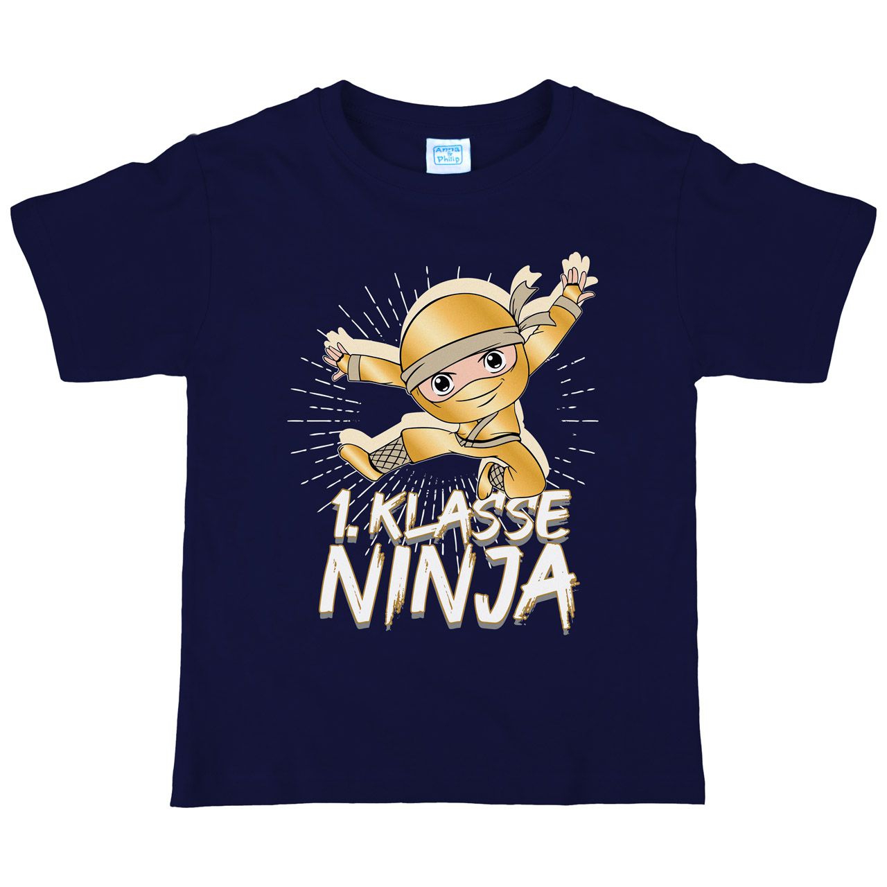 1. Klasse Ninja gold Kinder T-Shirt navy 122 / 128