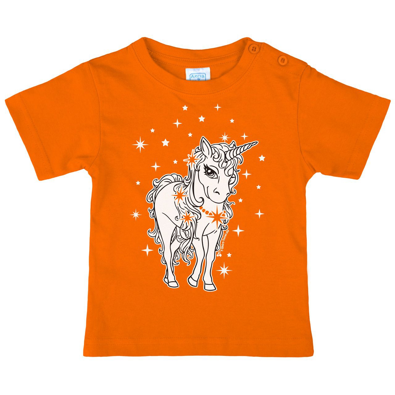 Einhorn Sterne Kinder T-Shirt orange 92