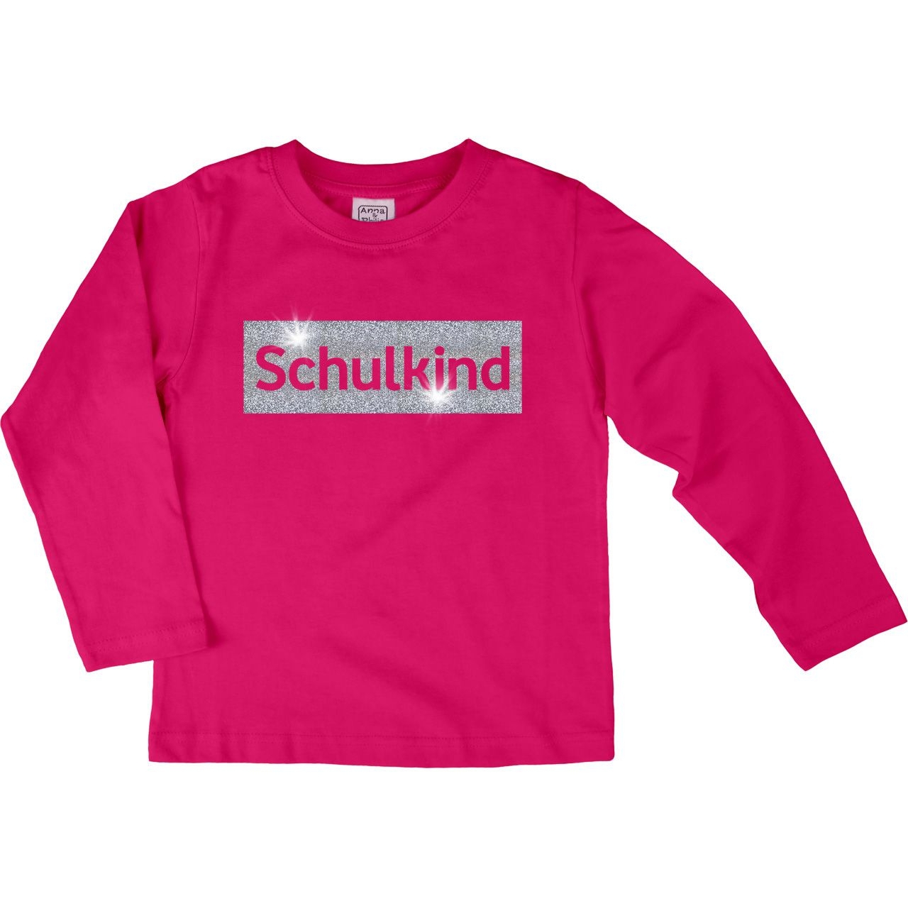 Schulkind Glitzer Kinder Langarm Shirt pink 122 / 128