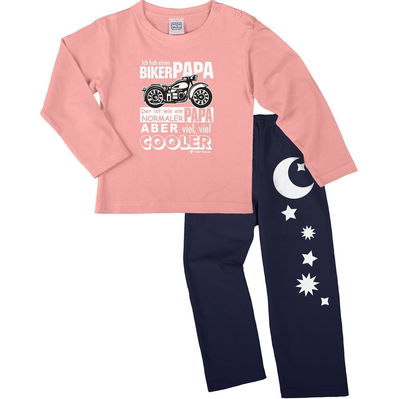 Biker Papa Pyjama Set rosa / navy 110 / 116