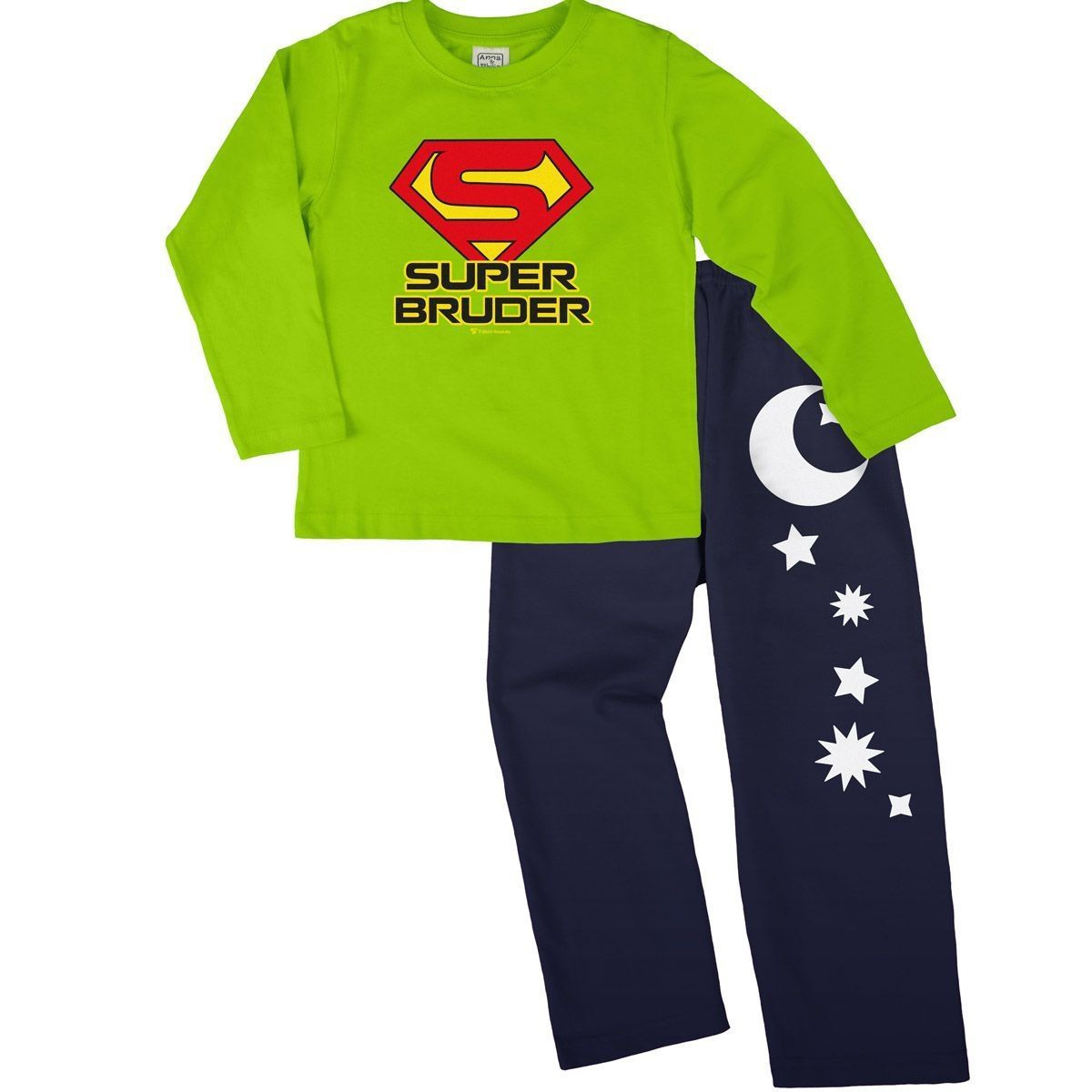 Super Bruder Pyjama Set hellgrün / navy 134 / 140