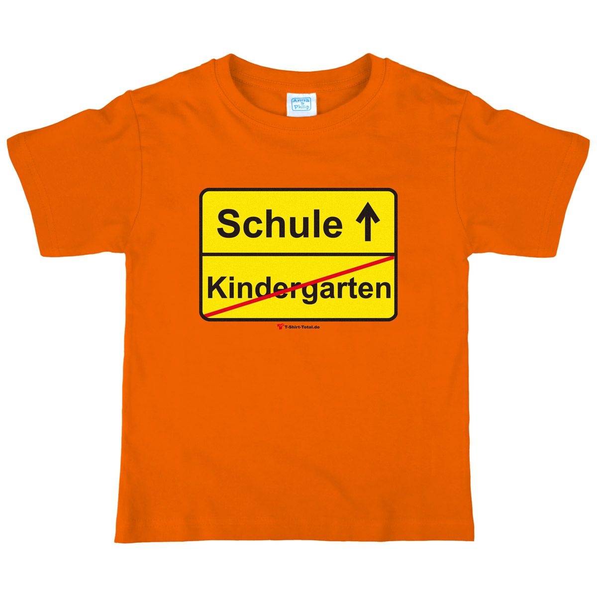 Kindergarten Schule Kinder T-Shirt mit Namen orange 122 / 128