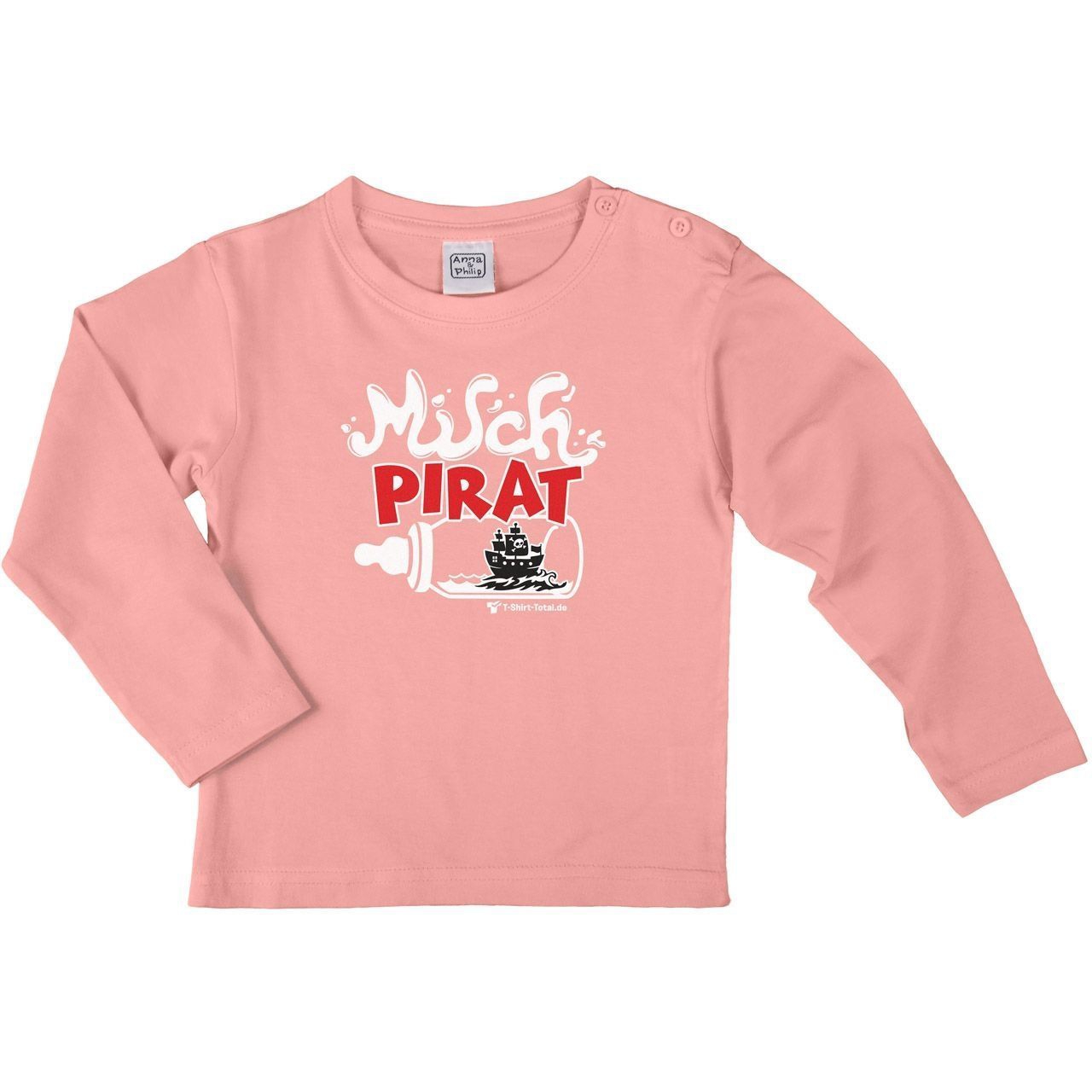 Milch Pirat Kinder Langarm Shirt rosa 122 / 128