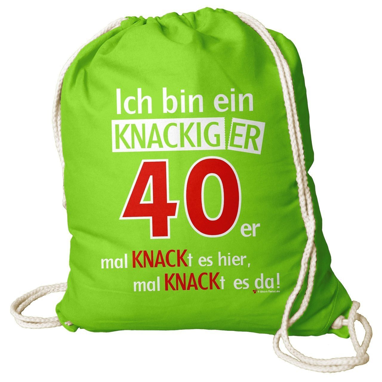 Knackiger 40er Rucksack Beutel hellgrün