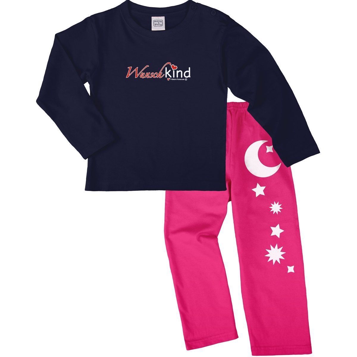 Wunschkind Pyjama Set navy / pink 80 / 86