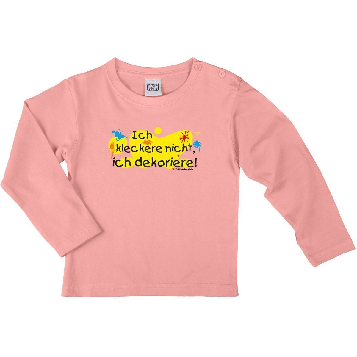 Kleckere nicht Kinder Langarm Shirt rosa 104