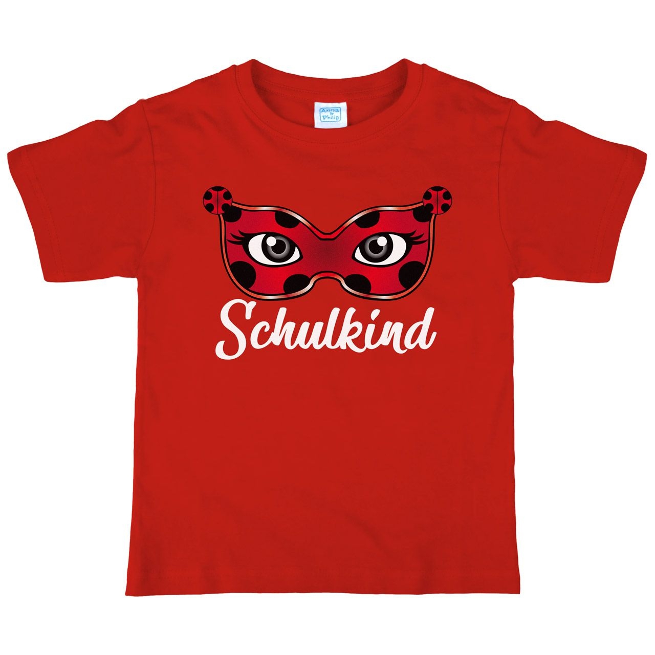 Schulkind Maske Marienkäfer Kinder T-Shirt mit Namen rot 122 / 128