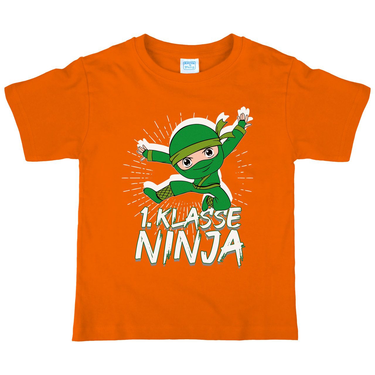 1. Klasse Ninja grün Kinder T-Shirt orange 122 / 128