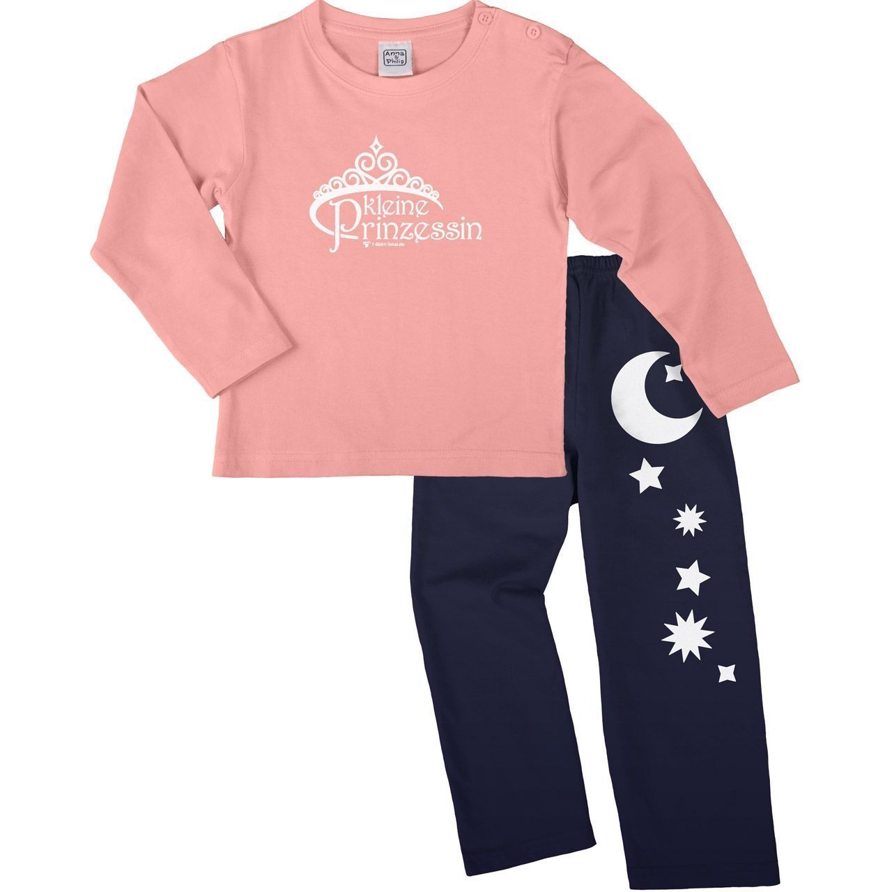 Kleine Prinzessin Pyjama Set rosa / navy 134 / 140